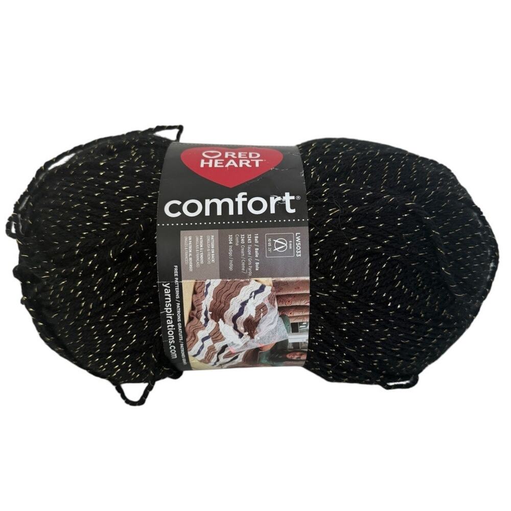 Red Heart Comfort Black Gold Medium 4 Acrylic Blend 12 oz 600 Yards